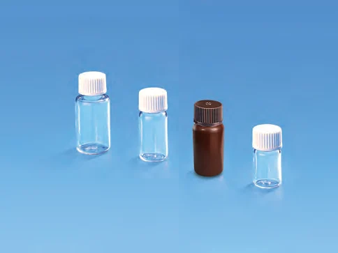 Sterile Round Diagnostic Bottle, PETG  with white HDPE closure — catalogue illustration