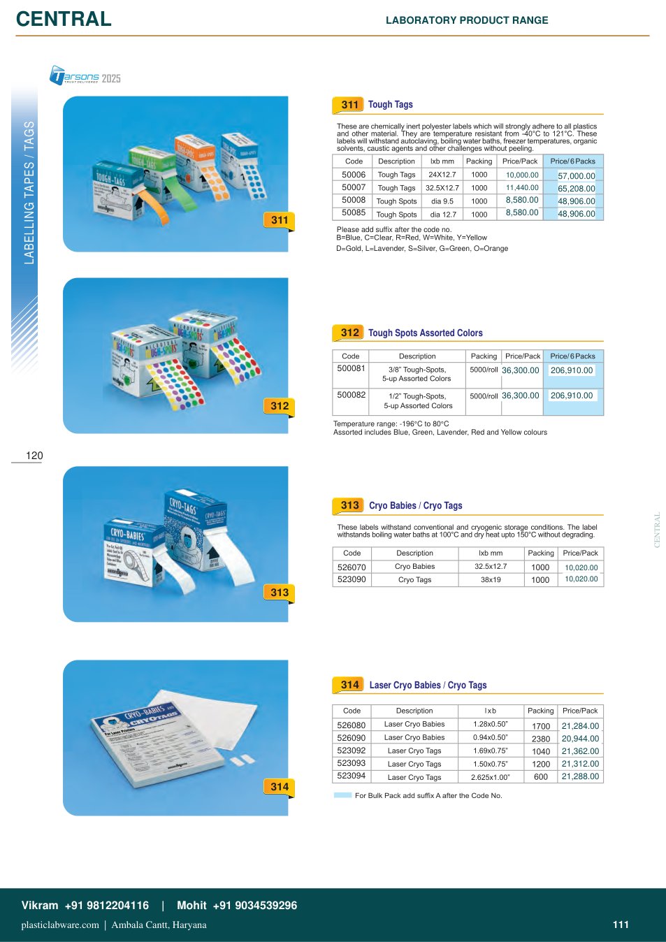 Complete technical catalogue reference for Tarsons 50085