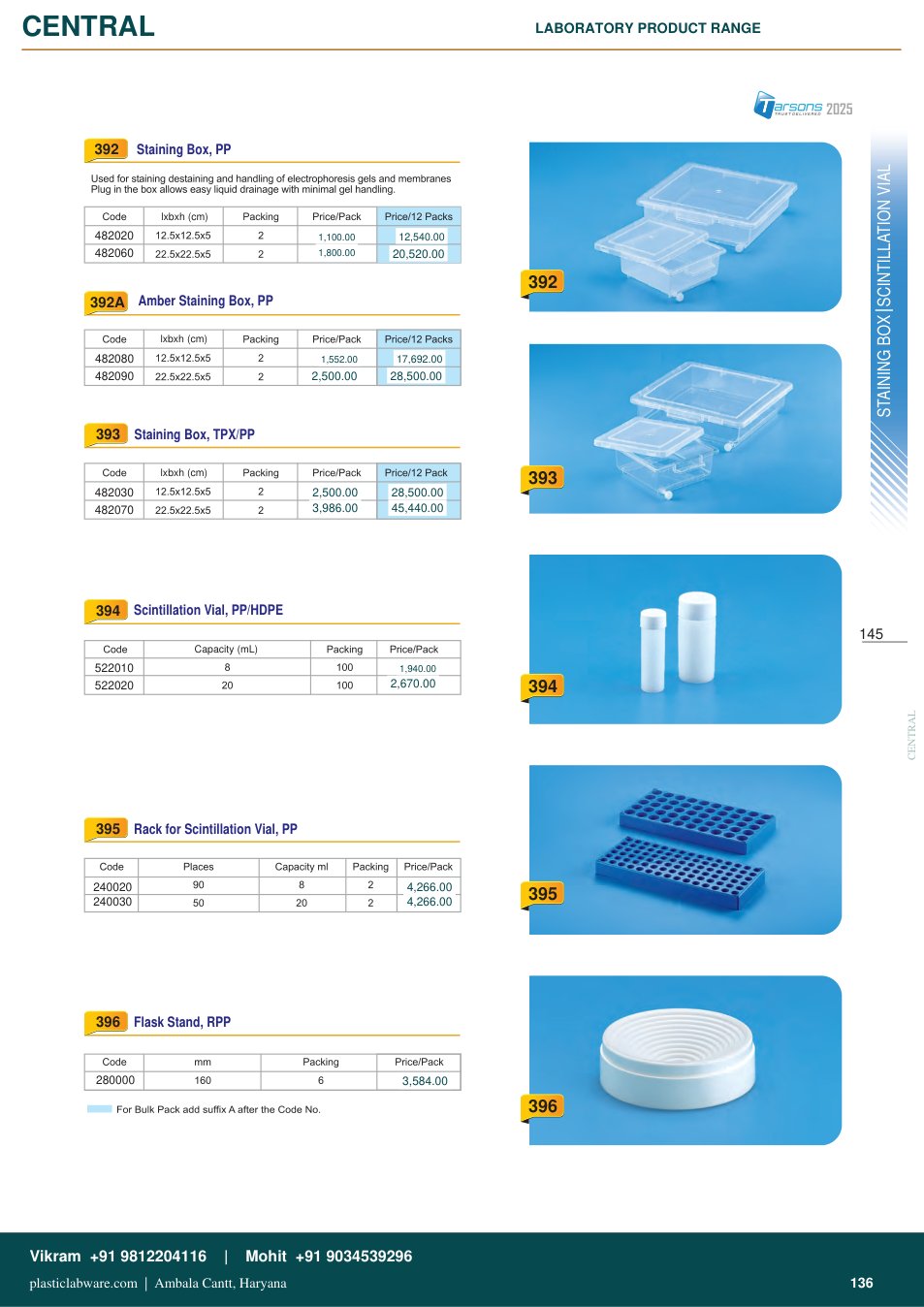 Complete technical catalogue reference for Tarsons 482030