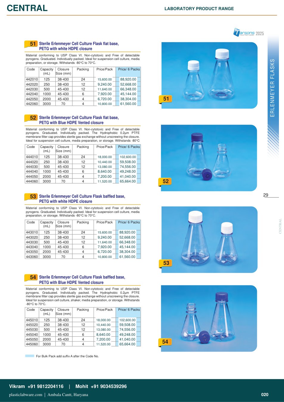 Complete technical catalogue reference for Tarsons 442020
