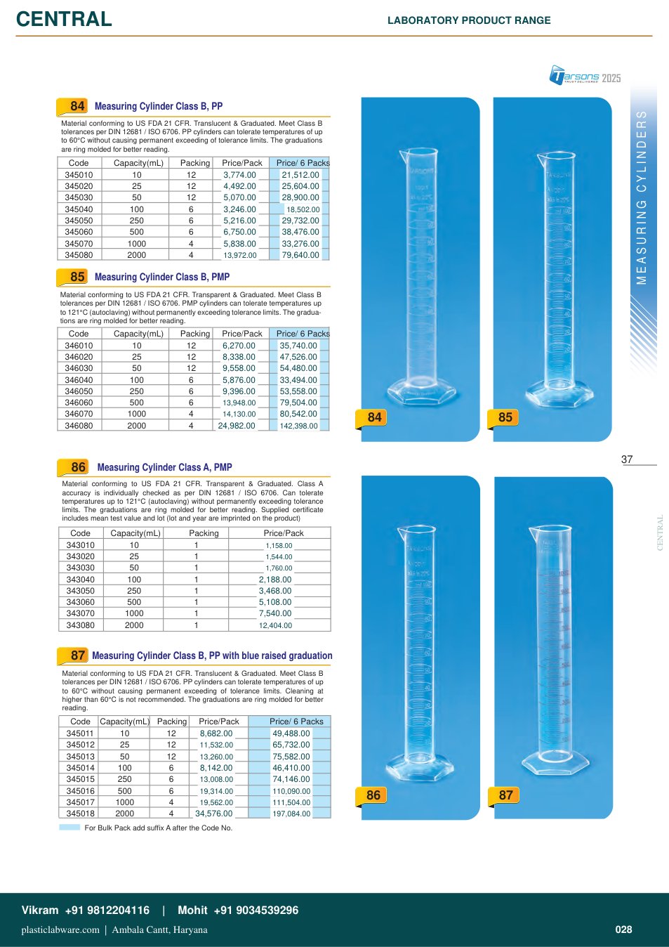 Complete technical catalogue reference for Tarsons 346040